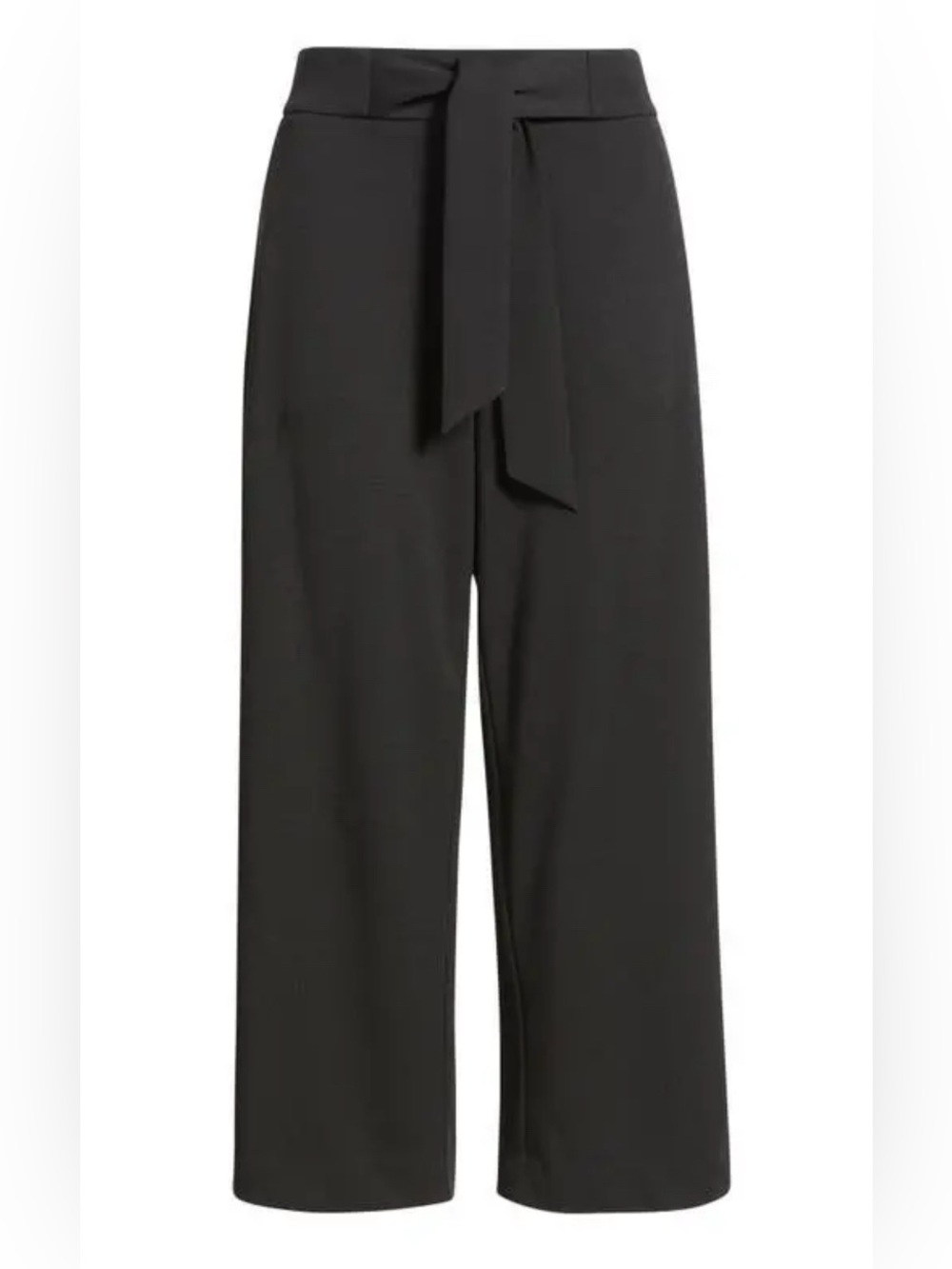 Anne Klein Black Wide-Leg Tie-Side Waist Crop Pull Up Pants L EUC